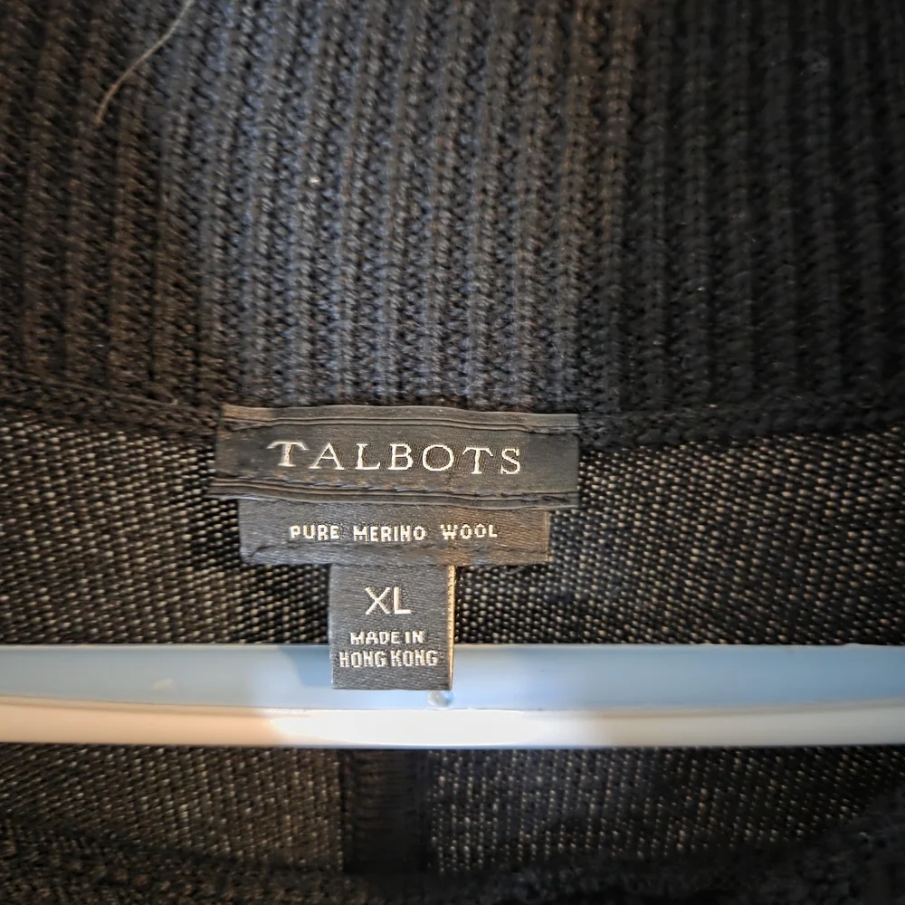 Talbots Elegant Merino Wool Black Cowl Neck Sweater Pockets Size XL - Picture 6 of 9